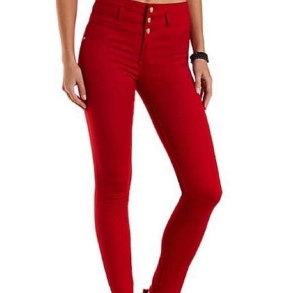red jeggings